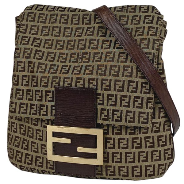 1000058547259 11 Fendi Zucchino Pattern Shoulder Bag Diagonal Canvas Khaki