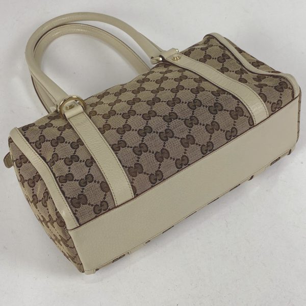 1000058687030 12 Gucci GG Pattern Handbag Mini Boston Handbag GG Canvas Brown