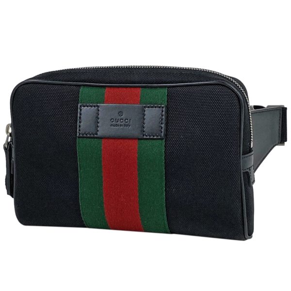 1000058735243 11 Gucci Logo Waist Bag Sherry Line Web Body Bag Nylon Black