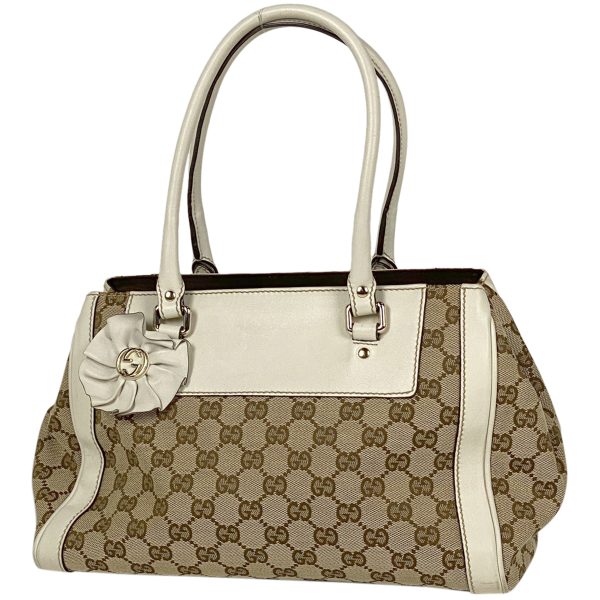 1000059063055 11 Gucci GG Pattern Tote Bag Interlocking G Flower Canvas Beige