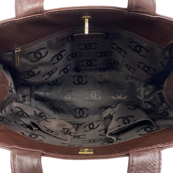 1000059082919 20 Chanel Cocomark Handbag Turnlock Tote Bag Leather Brown