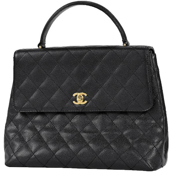 1000059198139 01 Chanel Cocomark Handbag Matelasse Caviar Skin Black