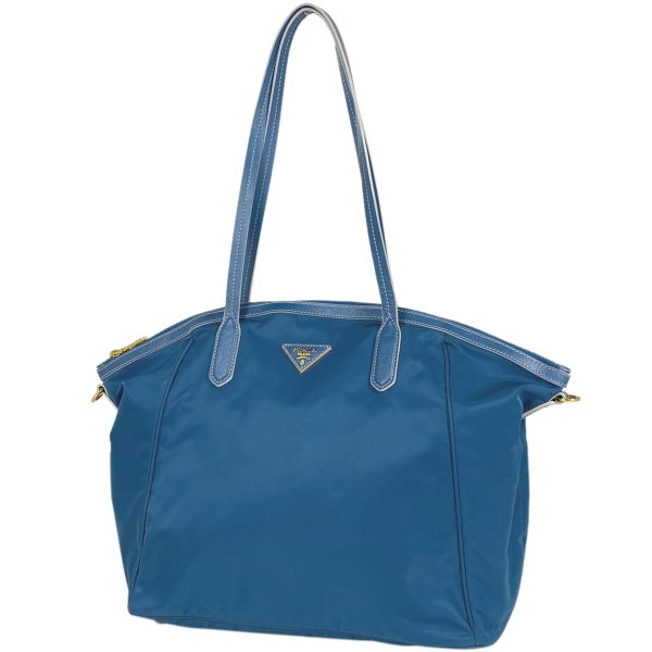 1000059233021 11 Prada Logo Plate 2WAY Nylon Shoulder Bag Tote Bag Ladies Blue