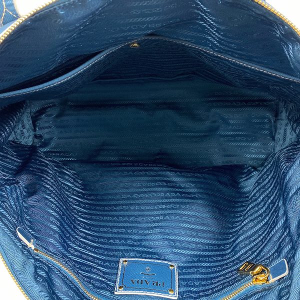 1000059233021 16 Prada Logo Plate 2WAY Nylon Shoulder Bag Tote Bag Ladies Blue