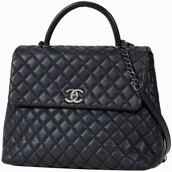 1000059234011 01 Chanel Cocomark Handbag 2WAY Shoulder Bag Caviar Skin Navy