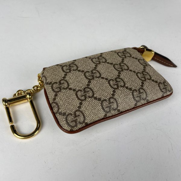 1000059375639 12 Gucci GG Pattern Coin Case Coin Purse Key Chain GG Supreme Leather Brown