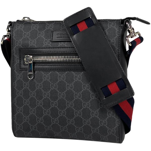 1000059382996 11 Gucci Small Messenger Bag GG Pattern Sherry Line Web GG Supreme Black