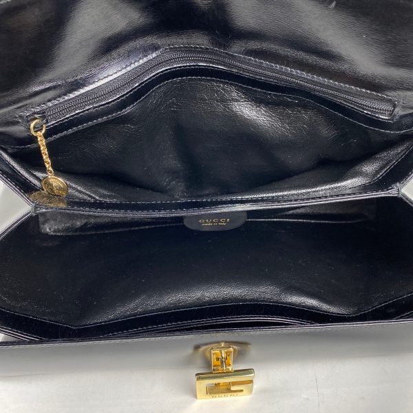 1000059500062 16 Gucci Logo Handbag One Shoulder Leather Black