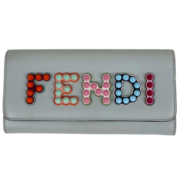 1000059719686 11 Fendi Logo Chain Wallet Studded Multicolor Long Wallet Gray