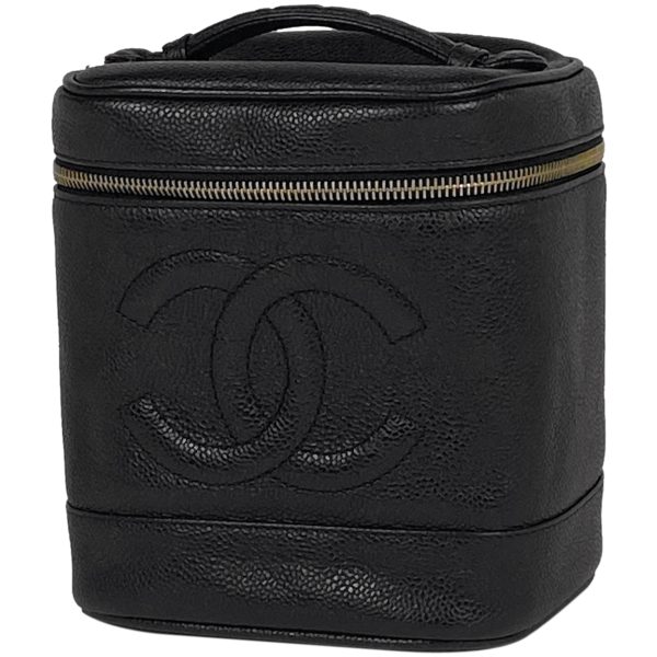 1000060019324 11 Chanel Cocomark Vanity Bag Cosmetic Pouch Caviar Skin Black