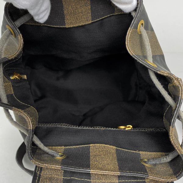 1000060148345 18 Fendi Pecan Pattern Mini Rucksack Coated Canvas Backpack Black