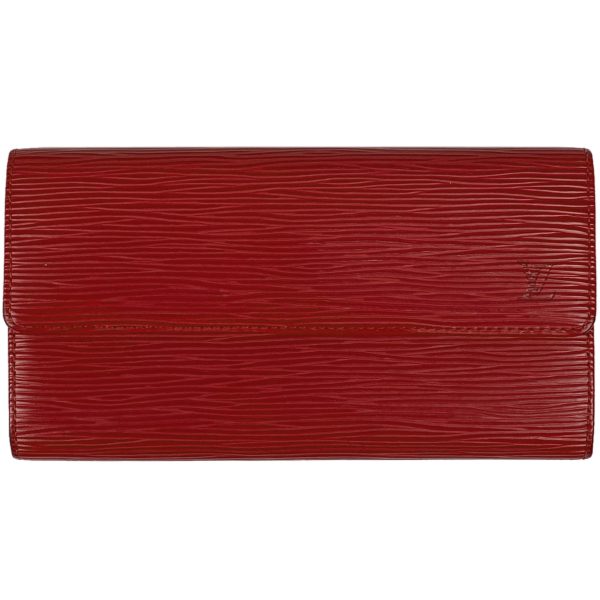 1000060248090 11 Louis Vuitton Pochette Porte Monet Credit Bill Purse Long Wallet Epi Castilian Red