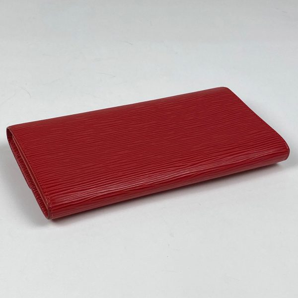 1000060248090 12 Louis Vuitton Pochette Porte Monet Credit Bill Purse Long Wallet Epi Castilian Red