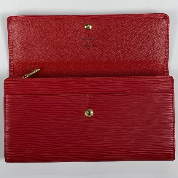 1000060248090 17 Louis Vuitton Pochette Porte Monet Credit Bill Purse Long Wallet Epi Castilian Red