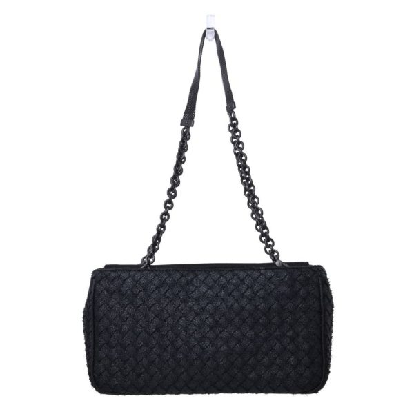 1000060355 01 Bottega Veneta Intrecciato Canvas Chain Bag Black