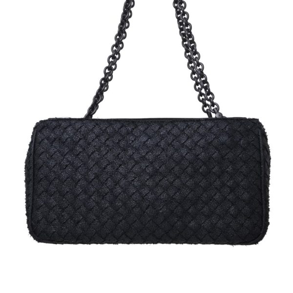 1000060355 02 Bottega Veneta Intrecciato Canvas Chain Bag Black