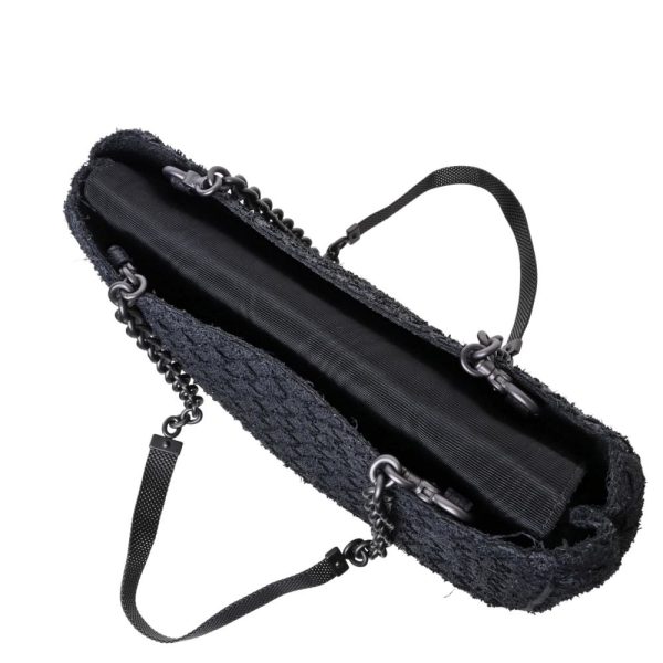 1000060355 09 Bottega Veneta Intrecciato Canvas Chain Bag Black