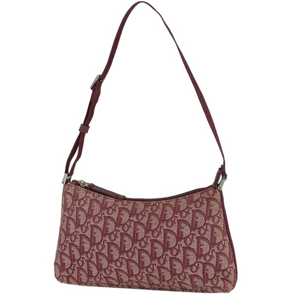 1000060622548 11 Christian Dior Trotter Pattern Canvas Shoulder Bag Bordeaux