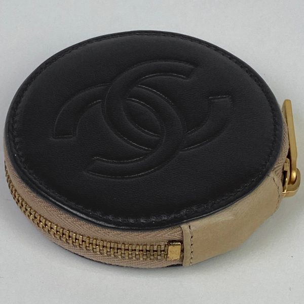 1000060681149 12 Chanel Round Zipper Coin Case Coco Mark CC Coin Purse Leather Black