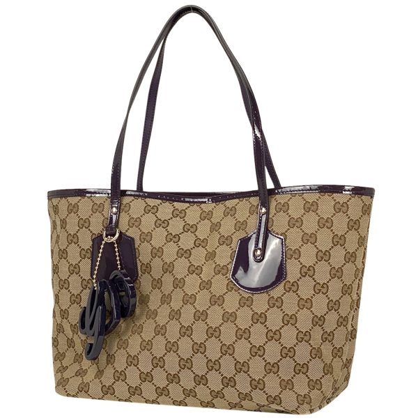 1000060692800 11 Gucci GG pattern tote bag enamel charm handbag tote bag GG canvas brown purple