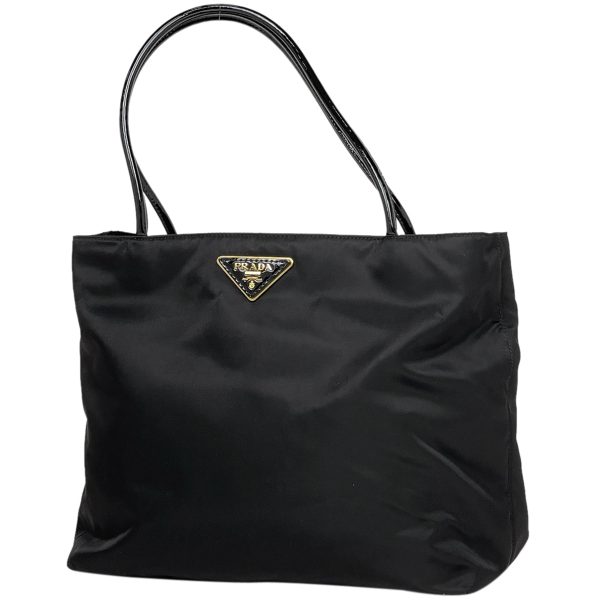 1000060692817 11 Prada Logo Plate Enamel Tote Shoulder Bag Tesuto Nylon Black