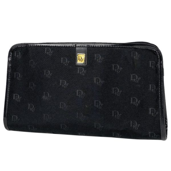 1000060813663 11 Christian Dior Logo All Over Pattern Canvas Clutch Bag Black