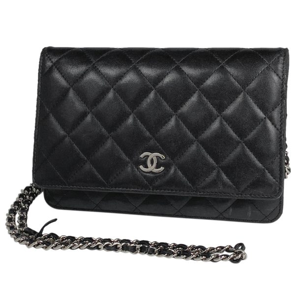 1000060815223 11 Chanel Cocomark Chain Wallet Matelasse Shoulder Bag Leather Black