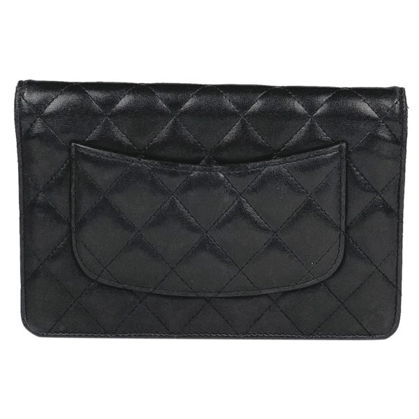 1000060815223 13 Chanel Cocomark Chain Wallet Matelasse Shoulder Bag Leather Black