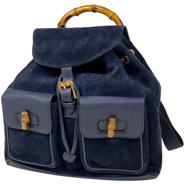 1000060865860 11 Gucci Bamboo Rucksack Backpack Daypack Suede Navy