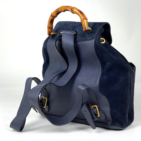 1000060865860 12 Gucci Bamboo Rucksack Backpack Daypack Suede Navy