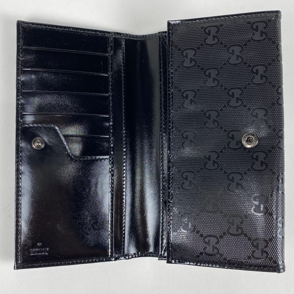 1000061041492 15 Gucci GG Implement Bifold Long Wallet Billfold Coin Purse Coated Canvas Black