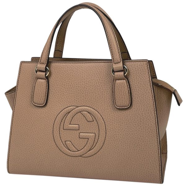 1000061041553 11 Gucci Soho 2WAY Shoulder Bag Interlocking G Leather Beige