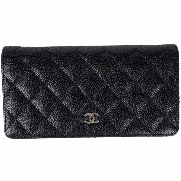 1000061262439 11 Chanel Cocomark Bifold Long Wallet CC Matelasse Leather Black