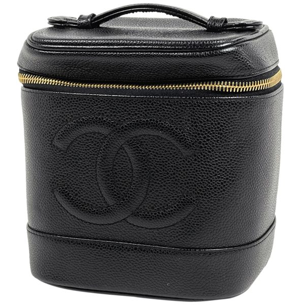 1000061275798 11 Chanel Cocomark Vanity Bag Cosmetic Pouch Caviar Skin Black