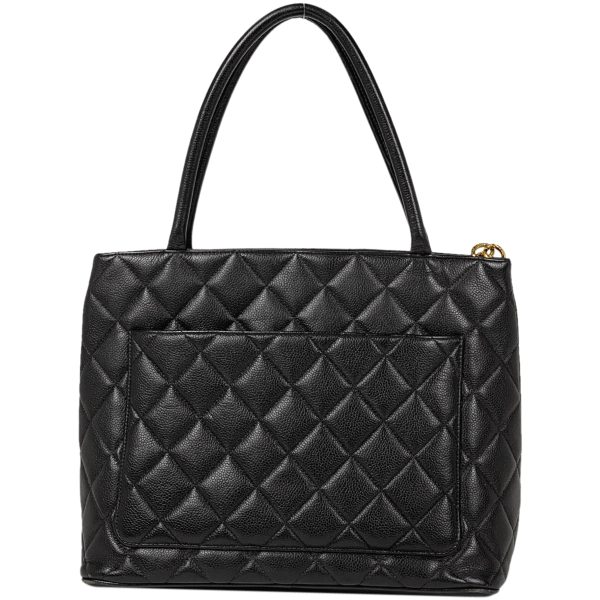 1000061326377 13 Chanel Reprint Tote Coco Mark Handbag Tote Bag Caviar Skin Black