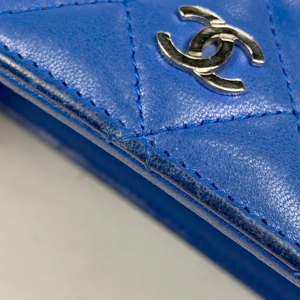 1000061339513 15 Chanel Cocomark Bifold Long Wallet CC Matelasse Long Wallet Leather Blue