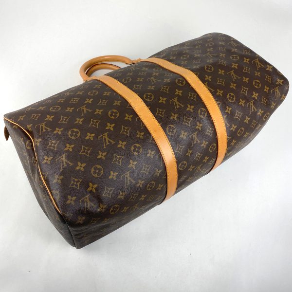 1000061485845 12 Louis Vuitton Keepall 55 Handbag Travel Bag Monogram Brown