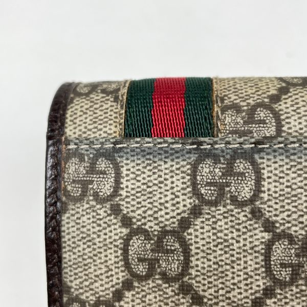 1000061605212 13 Gucci GG Pattern Bi Fold Long Wallet Sherry Line Web Coated Canvas Beige