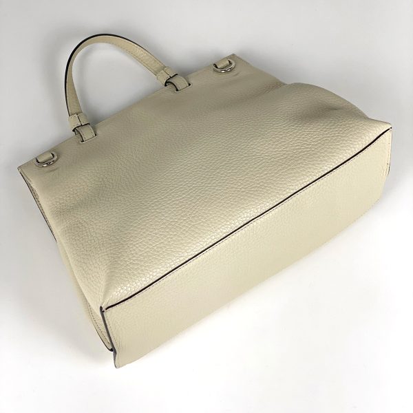 1000061615525 12 Gucci Bamboo Daily Medium Handbag 2WAY Logo Handbag Leather White