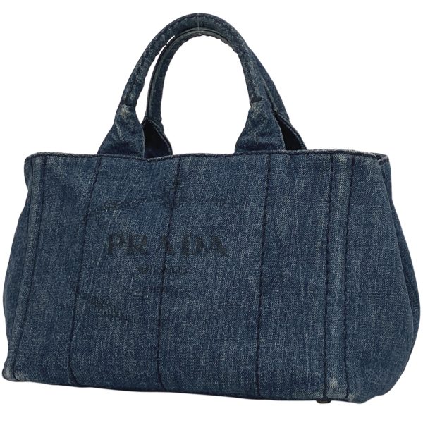 1000061823173 11 Prada Kanapa 2WAY Denim Tote Shoulder Bag Blue