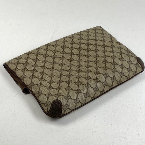 1000062194173 12 Gucci GG Pattern Clutch Bag Old Gucci Coated Canvas Brown