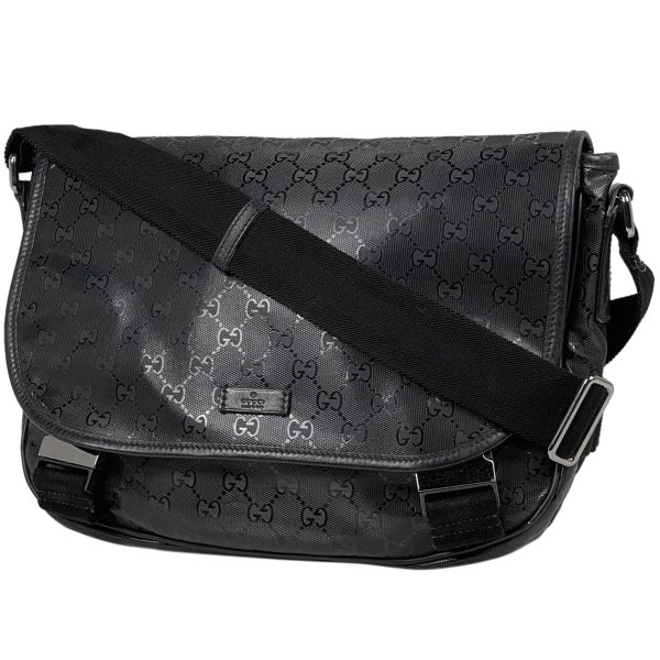 1000062311785 11 Gucci GG Implement Shoulder Bag GG Pattern Crossbody Coated Canvas Black