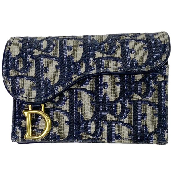 1000062311808 11 Christian Dior Trotter Pattern Canvas Leather Card Case Navy