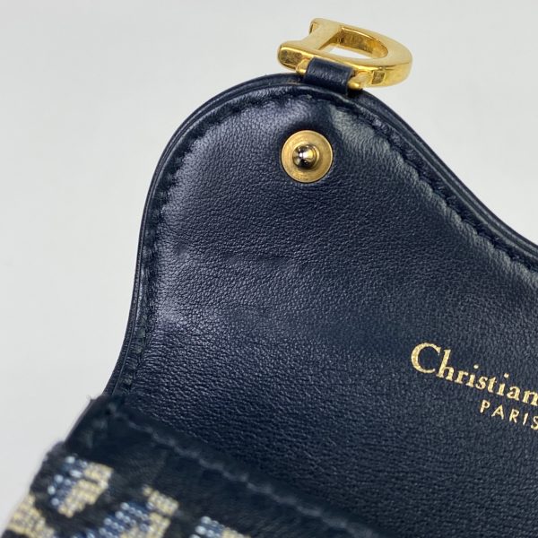 1000062311808 16 Christian Dior Trotter Pattern Canvas Leather Card Case Navy