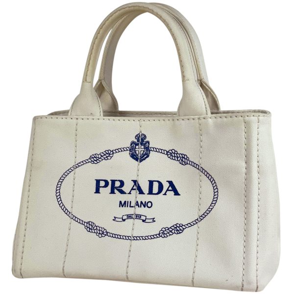 1000062319781 11 Prada Canapa Canvas 2WAY Shoulder Bag Handbag White