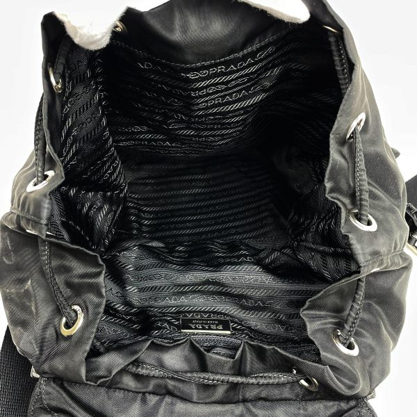 1000062517446 17 Prada Logo Plate Rucksack Nylon Black