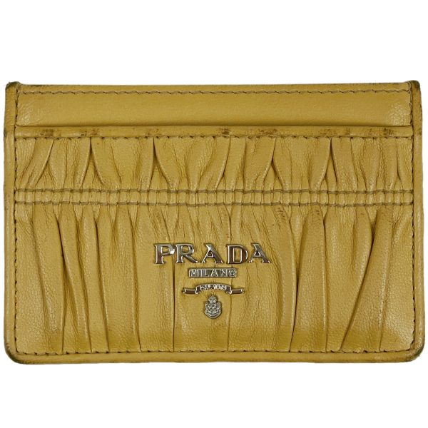 1000062556711 11 Prada Logo Card Holder Leather Yellow