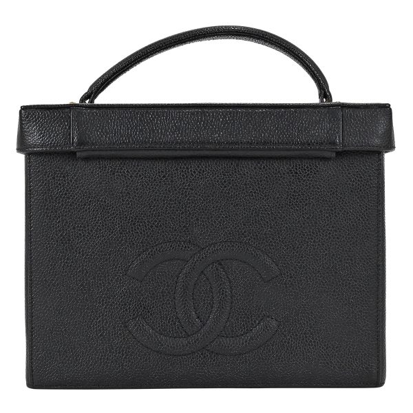 1000062628388 03 Chanel Cosmetic Pouch Caviar Skin Black