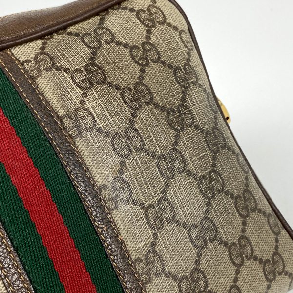 1000062813272 12 Gucci GG Pattern Shoulder Bag Old Gucci Sherry Line Coated Canvas Brown