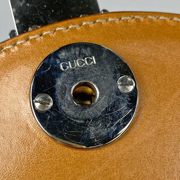 1000062897562 15 Gucci Stitch Logo Vintage Handbag Leather Brown